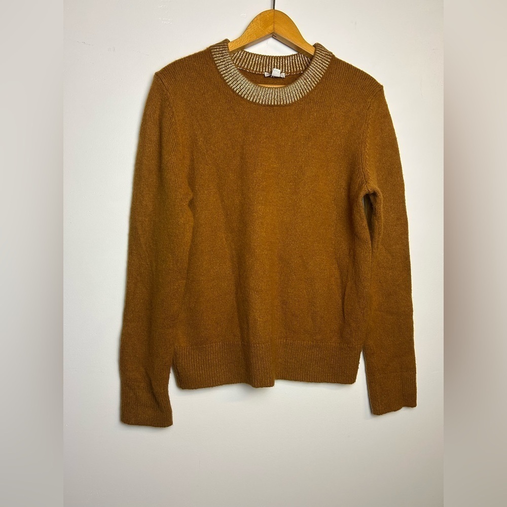 VTG‎ Y2K Gap Sweater Mens L Metallic Wool Pullover Brown Minimalist Cozy Warm